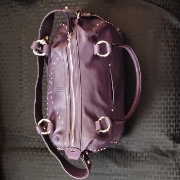 B. Makowsky Studded Plum Leather Shoulder Purse | Like New - Picture 9 of 9